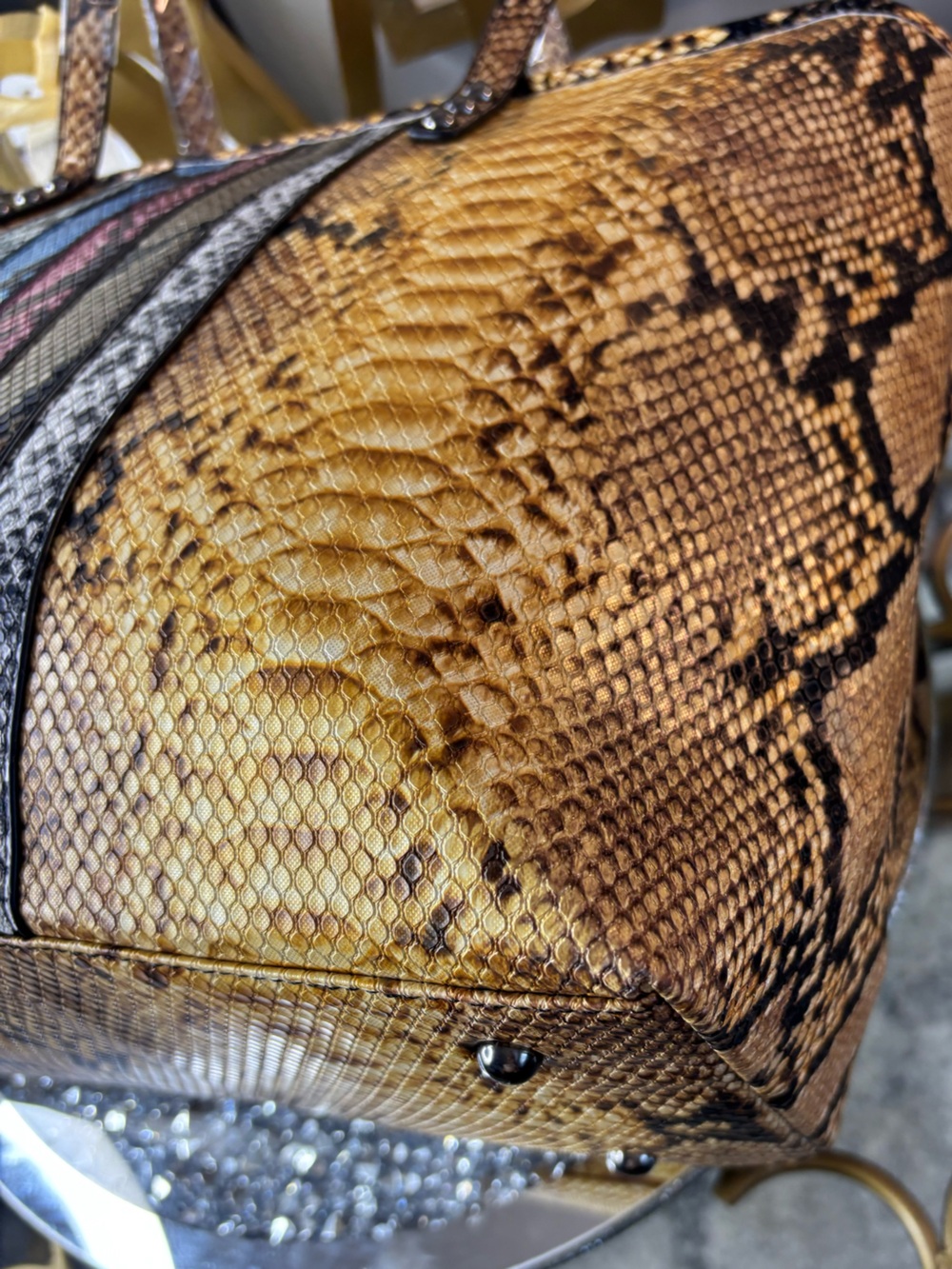 Badgley Mischka snakeskin Studio large tote NWT - Picture 13 of 13